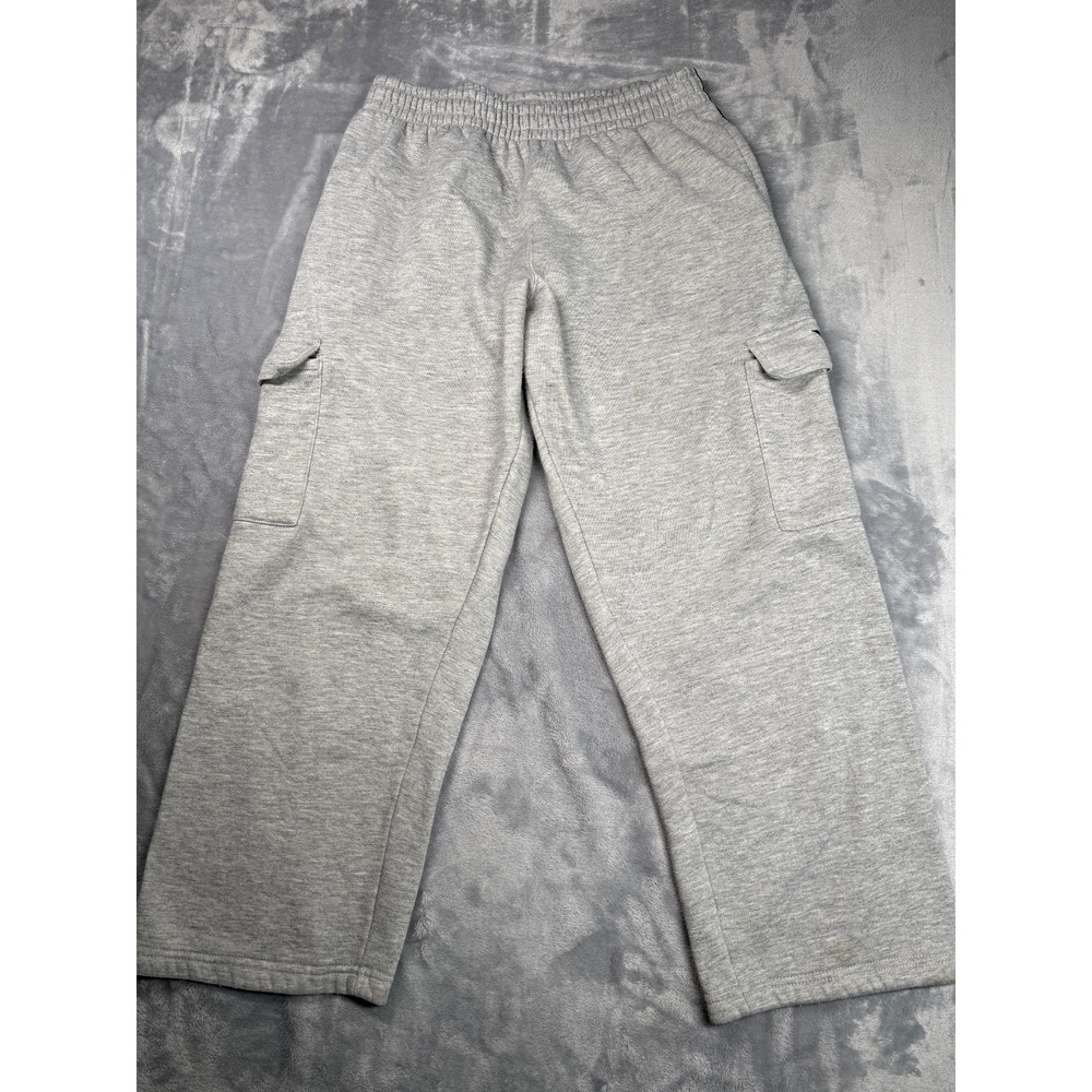 Pony Sweatpants Mens Large Gray Fleece Lined Cargo Pockets Gym Elastic Waist